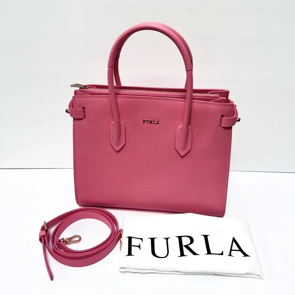 FURLA Handbag Tote Bag with strap pink color - Picture 1 of 17